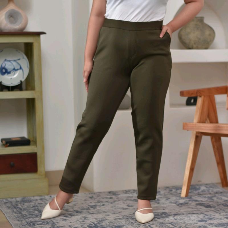 Celana Pensil Tanpa List High Waist Scuba Premium Pinggang Full Karet 7