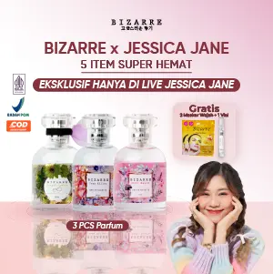 (7 ITEM) 3 BIZARRE Parfum Wanita Eau De Toilette EDT Parfum Tahan Lama 50 ML + 2 MASKER WAJAH PEEL OFF MASK NATURAL EGG + 1 BIZARRE PARFUM VIAL 5 ML