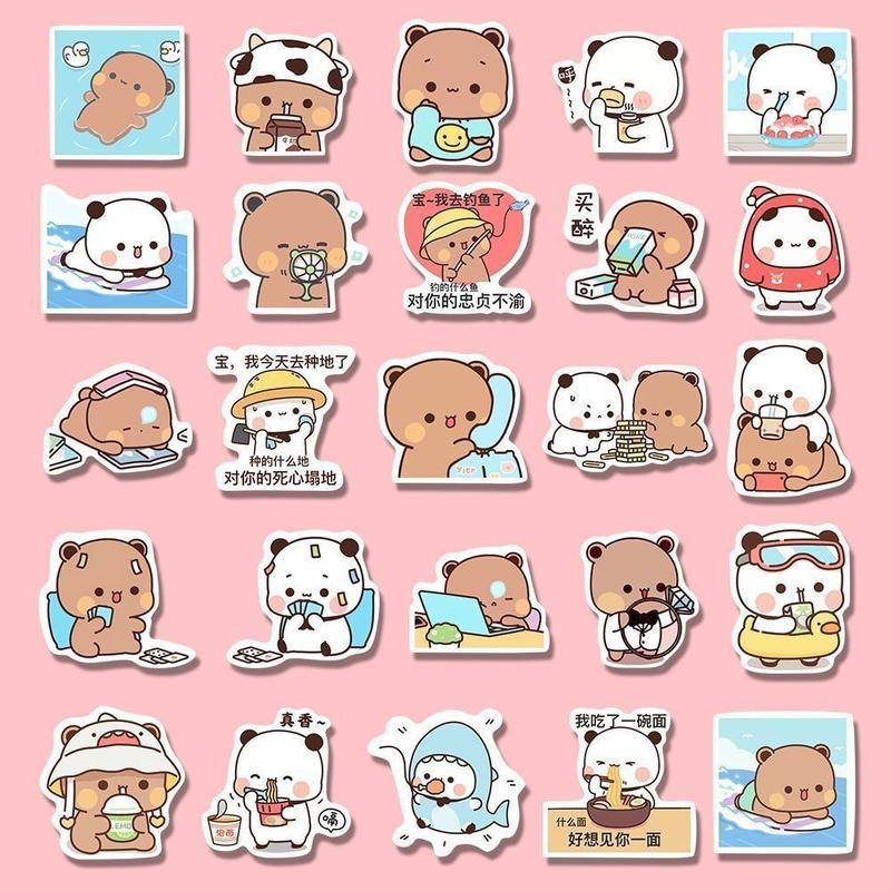 Cute Little Panda Bubu And Dudu Stickers Self-Adhesive Waterproof Bubu Dudu Panda Stickers Cartoon Creative DIY Stickers Toy Bicycle 5