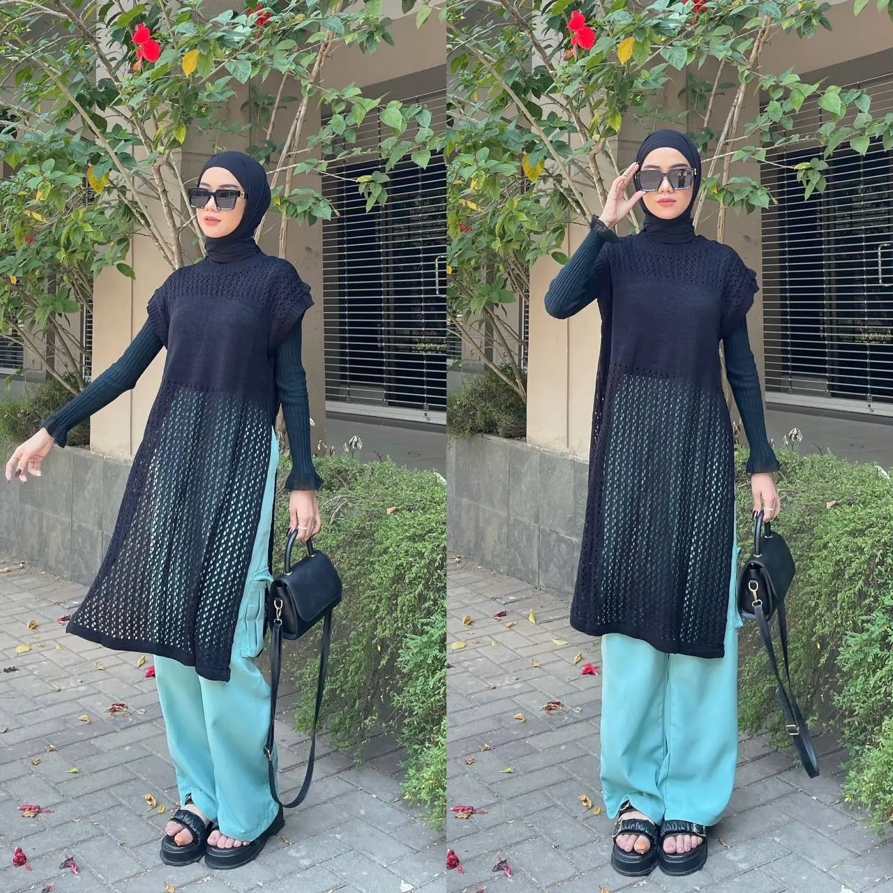 Ginela Outer Knit Rajut Vest / Outer jaring cardygan casual / Cardigan knit vest / knit rajut panjang