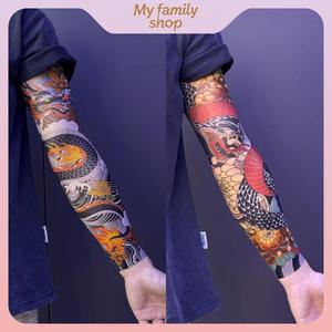 (1 chiếc) Găng tay hình xăm phong cách Nhật cổ dành cho giới trẻ với thiết kế 3D mỏng co giãn unisex, bao tay chống nắng