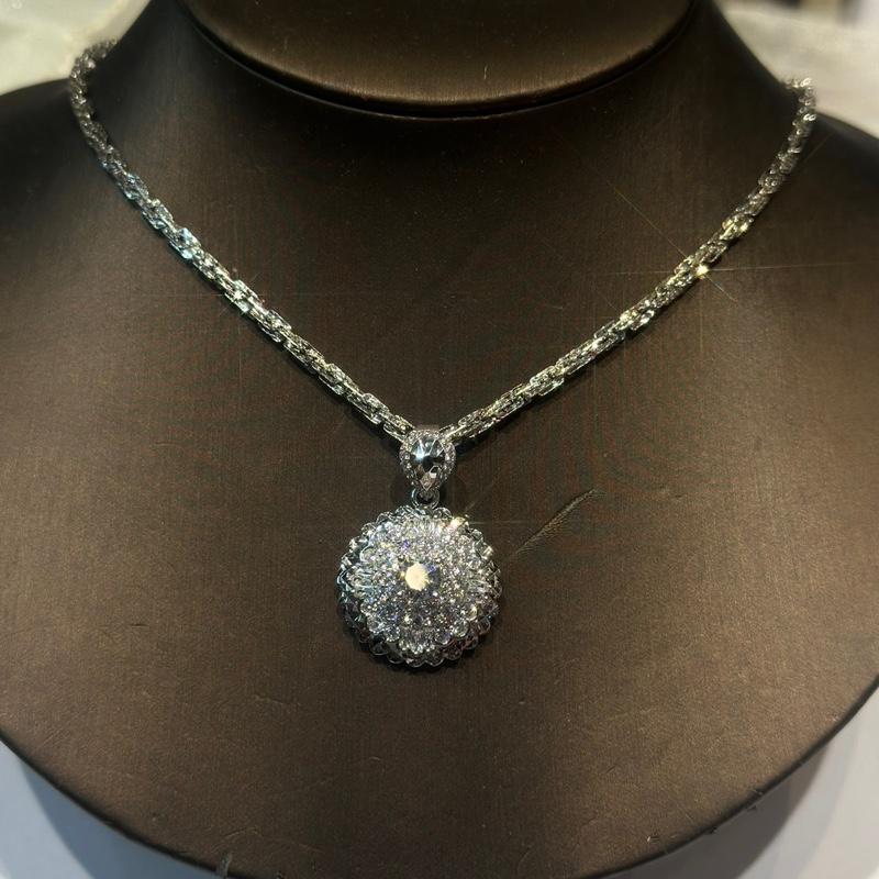 Hoàng Phát Phụ Kiện Mặt Dây Chuyền Bạc Ý Cao Cấp 925 Hoa Lớn Viền Chạm Máy Khoen Chạm Máy Xi Kim M046 KHÔNG KÈM DÂY