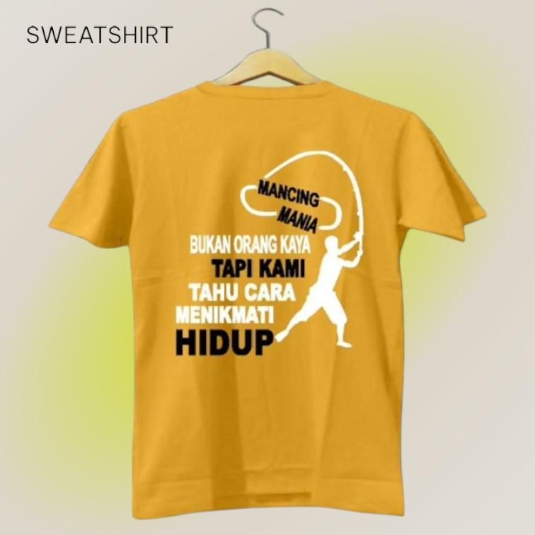 Product Introduction of Kaos Distro Sablon Plastisol Semi Katun 24s UNISEX Kata Mancing Mania - Oblong, Baju Atasan Cowok Keren Tulisan kata kata Bijak Pria Dewasa Combed Polos Pendek Motif mancing 6