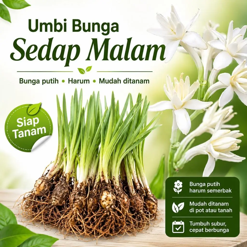 Benih Umbi Bunga Sedap Malam Lokal Super Wangi / Bibit Pohon Tanaman Hias Rumah Pembawa Keberuntungan