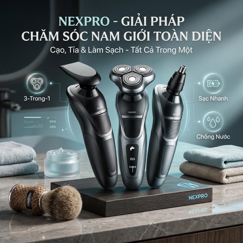 [ QUÀ TẶNG 19-11  ] - [ MUA 1 ĐƯỢC 3 ] máy cạo râu 3 chức năng - cạo râu , tông đơ , tỉa lông mũi - công nghệ tự mài bén lưỡi