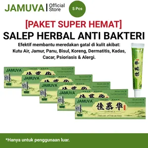JAMUVA Cream Anti Bakteri 5 Pcs Salep Herbal Dingin Membantu Meredakan Panu Jamur Kutu Air Gatal Area Lipatan Paha Original