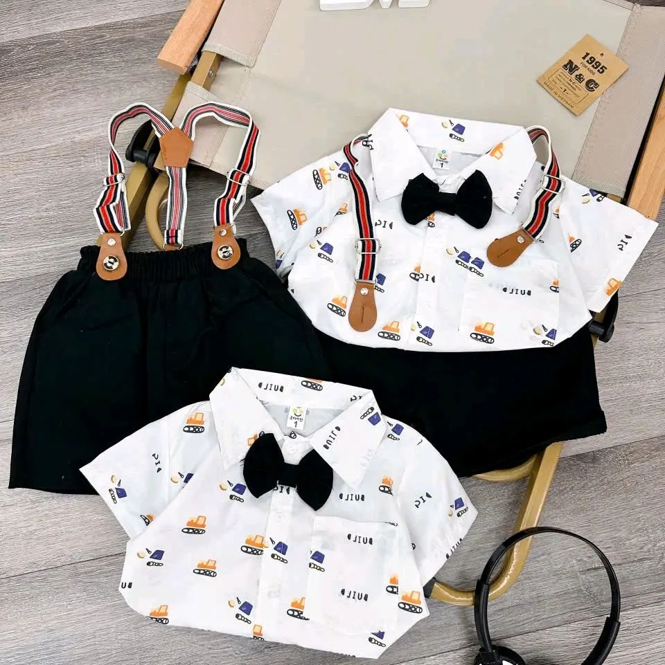 Bộ công tử đi tiệc,sinh nhâth ,thôi nôi cho bé  áo sơ mi vải mát+quần kaki 8-18ky
