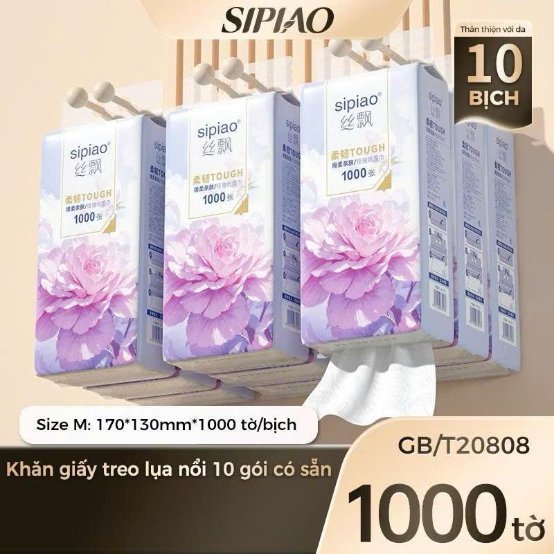 [ Khăn Giấy Sipiao ] Khăn Giấy Rút Sipiao Tissue 4 Lớp Mềm Mại Thoải Mái Tặng 4 Móc Treo Tiện Lợi