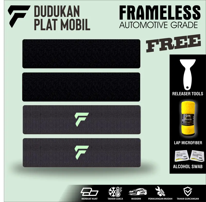 Dudukan Plat Nomor Mobil Frame Plat Frameless Plate (Clean Look) - Varian PANJANG - Car, Accessories 0