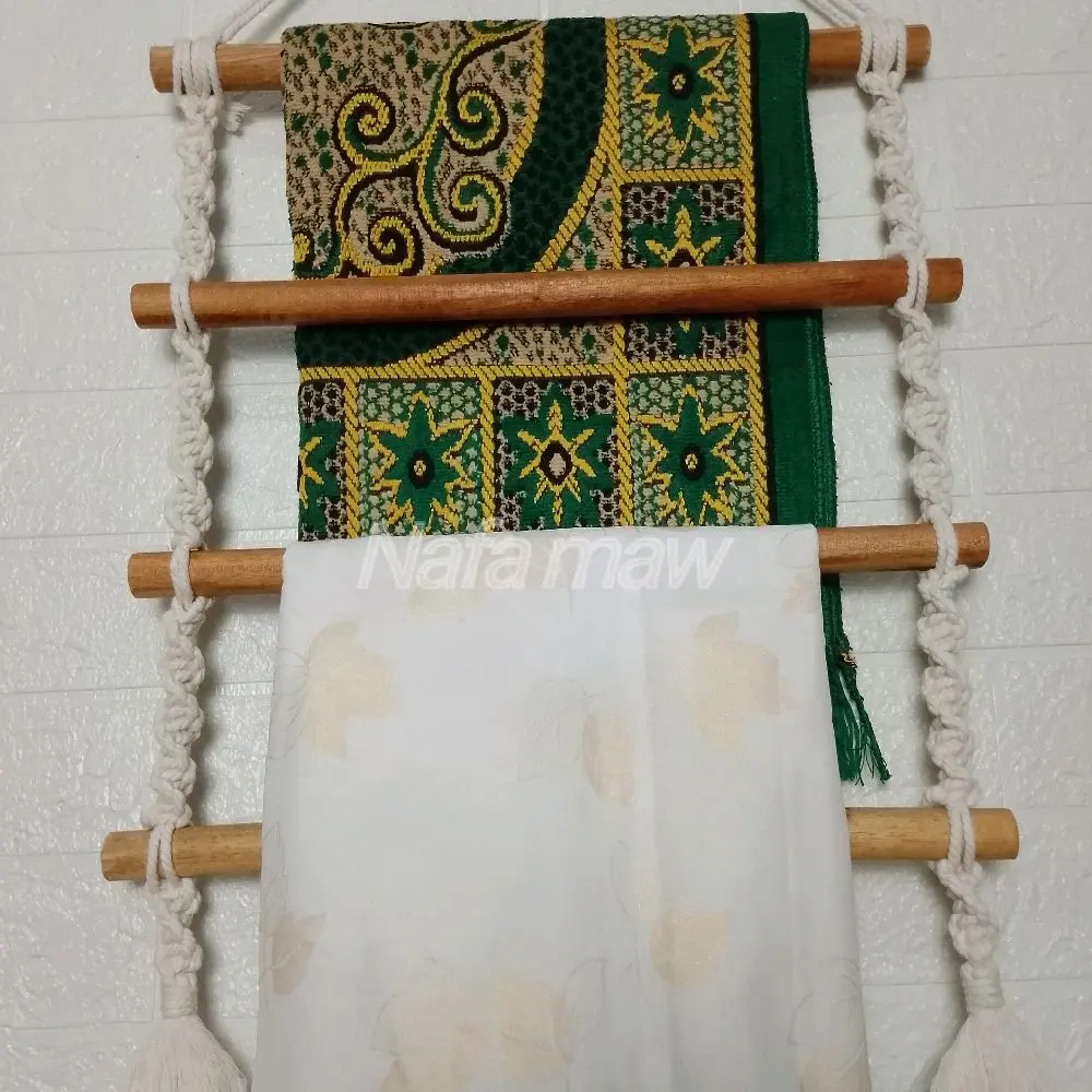 Tempat Gantungan Jilbab 4 Susun Spiral 50 cm 40 cm | Penyimpanan Hijab Kayu Sajadah Mukena Serbaguna
