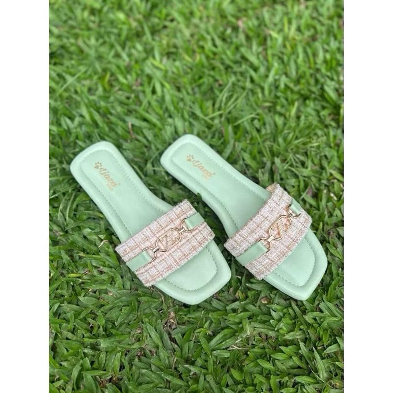 Sendal Flat Kokop Rajut Wanita Terbaru / Sendal Wanita Teplek Kekinian 5