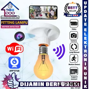Tokosae Kamera Fitting Lampu E27 WiFi 1080P Bulb Holder Cam Camera CCTV Mini Tersembunyi FIT-DIY Pengintai Keamnan APP Monitoring