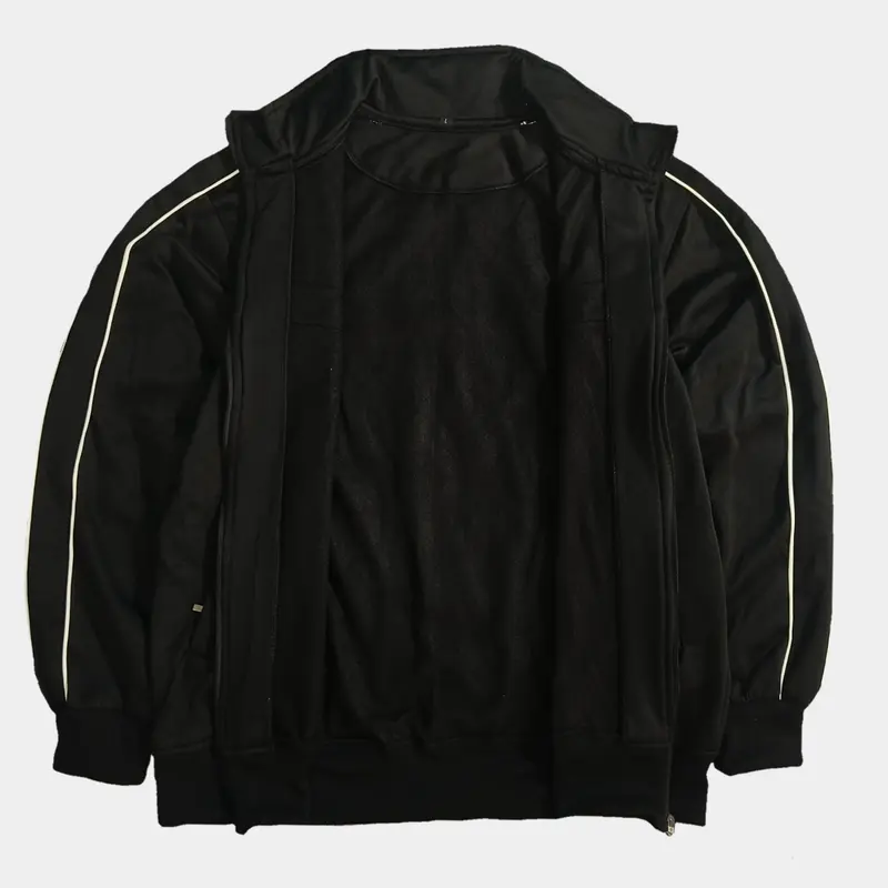 Tracktop Jaket Casual Vintage Line Two White Jaket Tracktop Polos Unisex Warna Hitam Panjang Simple 4
