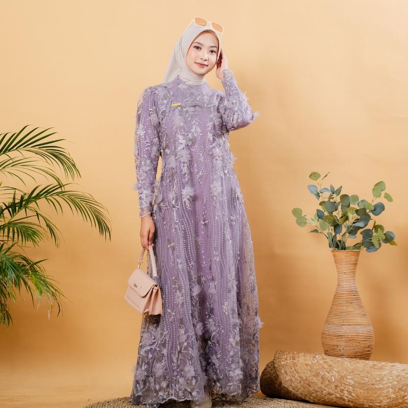 RAISHA-Assyifa Gamis Kondangan Exlusive + Payet Wanita Muslim Dewasa Bahan Full Tile Depan Belakang + Puring Menggunakan Bahan Hyget Untuk Kondangan, Lebaran, Lamaran, Akad Nikah dan Wisuda 5
