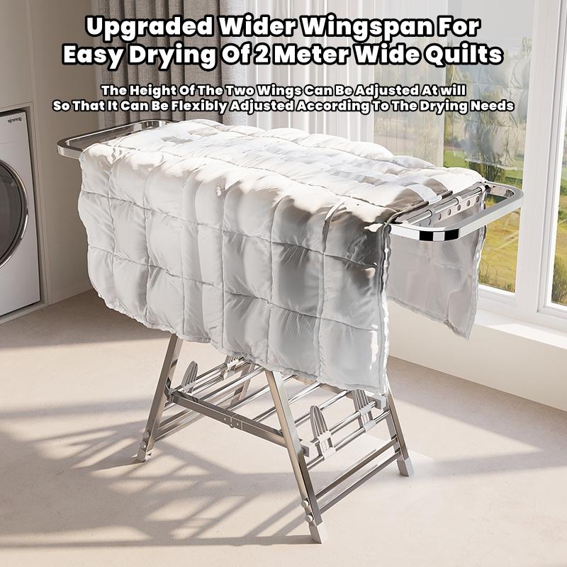 [SG Stock]Foldable Clothes Drying Rack Multifunctional Laundry Rack With Wheel Stainless Steel Thickened Carbon Steel 7