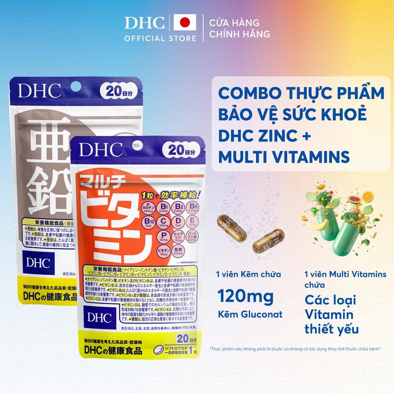 Combo TPBVSK DHC Zinc + TPBVSK DHC Multi Vitamins dạng viên uống hỗ trợ bổ sung Kẽm cho nam và nữ và Vitamin tổng hợp - DHC Nhật Bản chính hãng - Gói 20 Ngày hoặc 60 Ngày