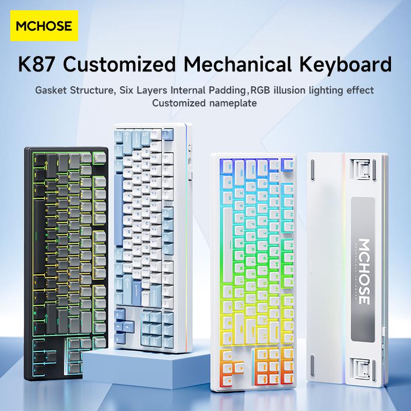  MCHOSE K87 Bàn phím cơ bố cục 80 phần trăm công thái học không dây Bluetooth có thể tùy chỉnh bàn phím máy đánh chữ kem chơi game dành cho máy tính xách tay   máy tính bảng   PC 