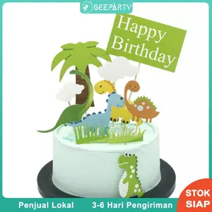 11 pcs Hiasan Kue Ulang Tahun dan Cupcake Pesta Dinosaurus