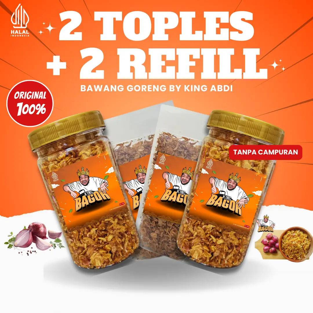 Bawang Goreng King Abdi - Rajanya Bawang Goreng 2 Toples + 2 Refill