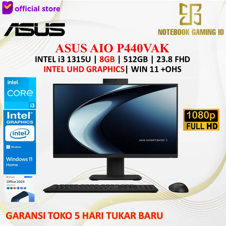 [BEST SELLER] ASUS AIO P440VAK I3 1315 8GB 512GB W11+OHS 23.8FHD