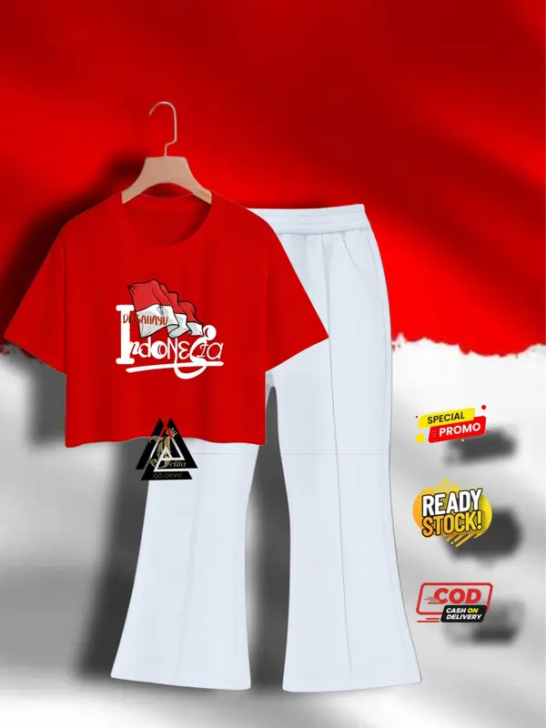 setelan resmi & setelan Fashion Anak Setelan Anak Perempuan Terbaru setelan Cutbray dan kaos cropTop  kemerdekaan Dirgahayu indonesia 2
