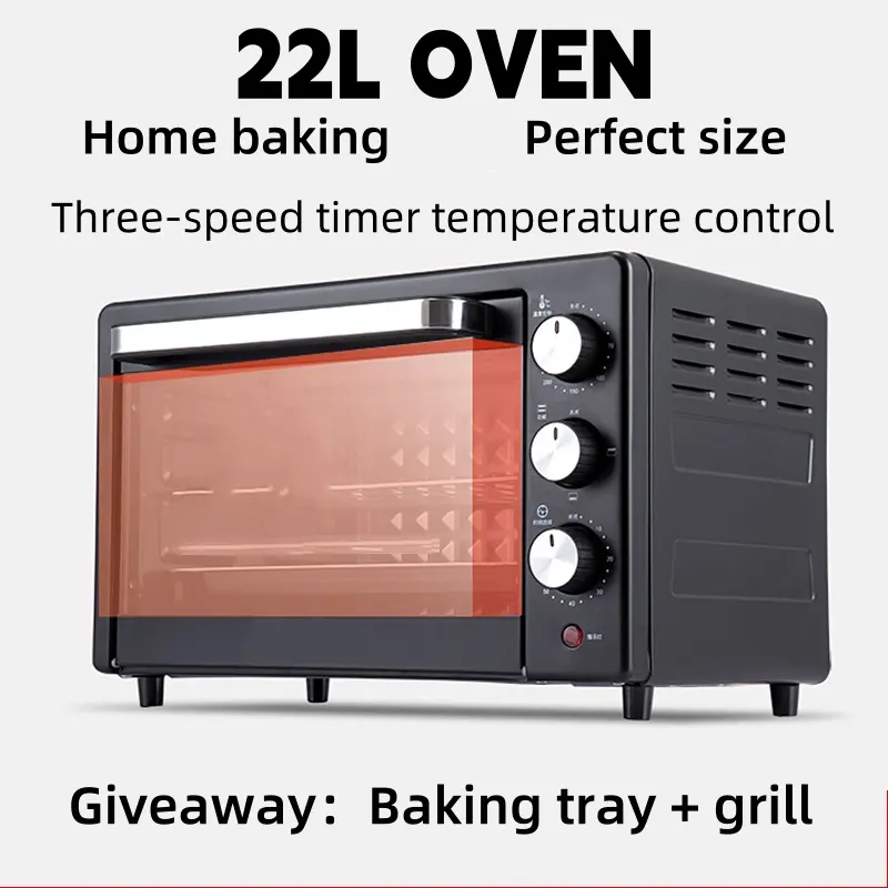22L Electric Oven - Multi-functional Toaster Oven for Household Baking