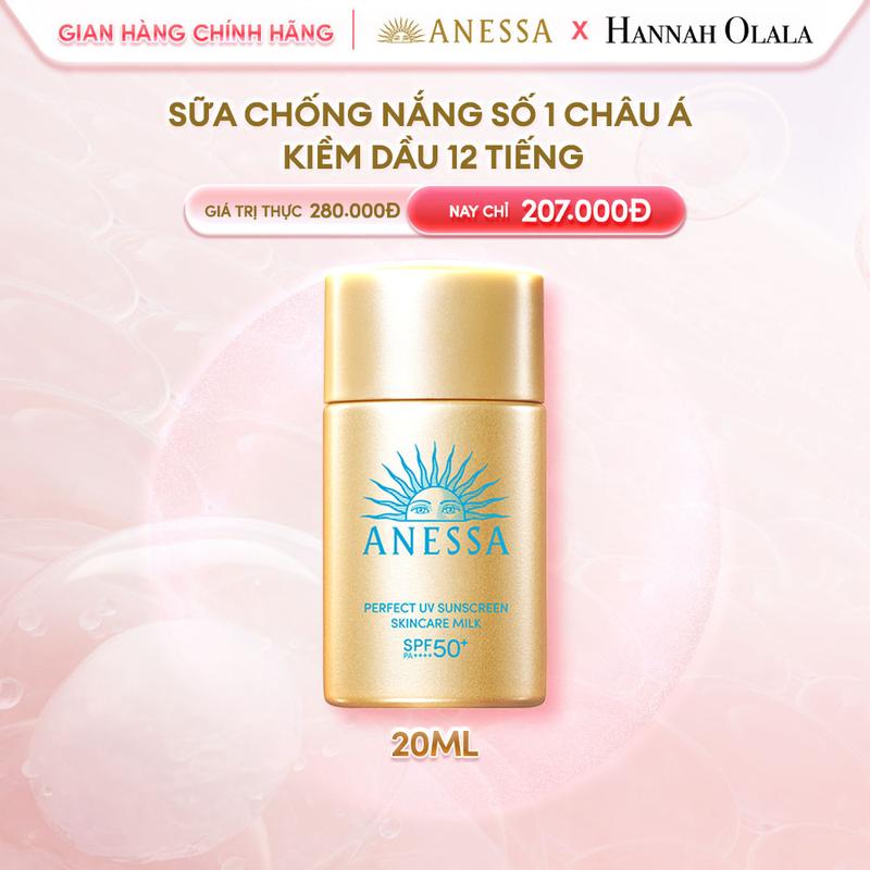 Anessa x Hannah - Sữa chống nắng dưỡng da kiềm dầu bảo vệ hoàn hảo Anessa Gold Milk SPF50+ PA++++ 20ml