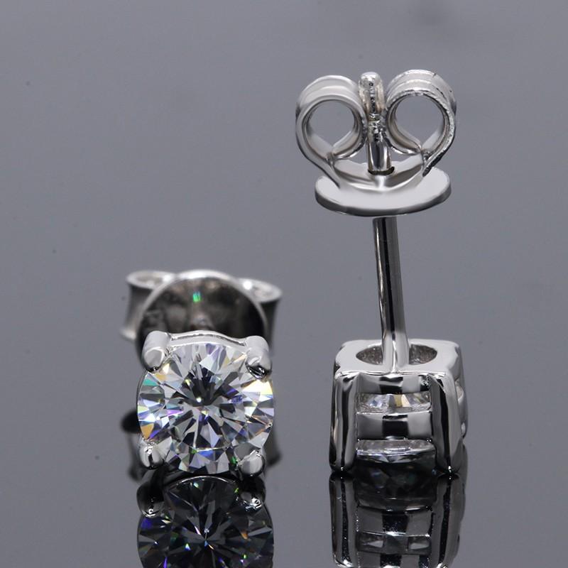 Bông Tai Đinh tán Moissanite, LLXYW, Dành Cho Phụ Nữ Và Nam Giới, Bạc Sterling 925, Kích Thước 0.1 / 0.2 / 0.3.0.5 / 1 / 2 / 3CT, Bông Tai Phòng Thí Nghiệm, Đồ Trang Sức Sang Trọng 1