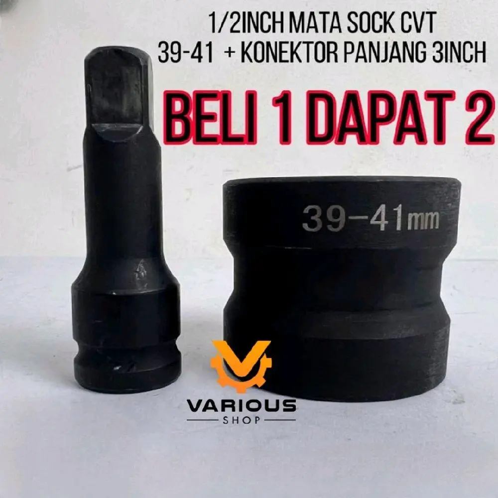 Mata Sock CVT 39-41mm & Konektor Panjang 3 Inch Baja Karbon Tinggi untuk Impact Wrench 1/2INCH CR-MO Beli 1 Dapat 2 Cocok untuk Gy6