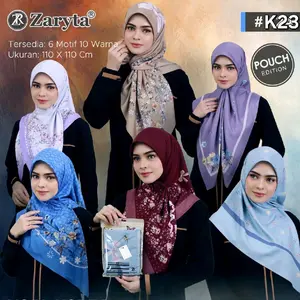 Zaryta Scarves Logo Permata Hijab Segiempat Motif Bahan Voal Korea Ukuran Standar