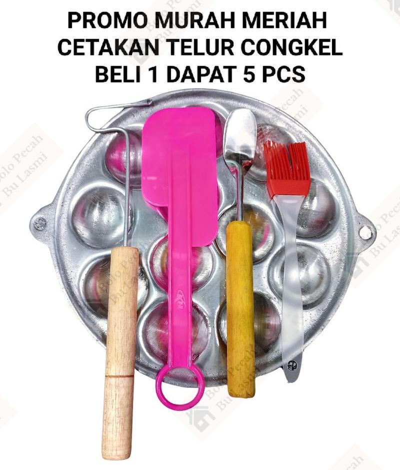 Product Introduction of PROMO MURAH 5 IN 1 CONGKEL SOTIL KUAS SOLET Cetakan Telur Lubang Isi 12 / Cetakan Telur Congkel / Cetakan Takoyaki / Cetakan Kue Cubit / Cetakan Peyek Koin 60