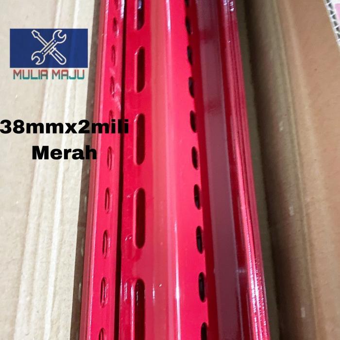 Besi Siku Lubang 2Mili Merah /Besi Siku Rak 2Milix38Mmx3Meter Tebal ...
