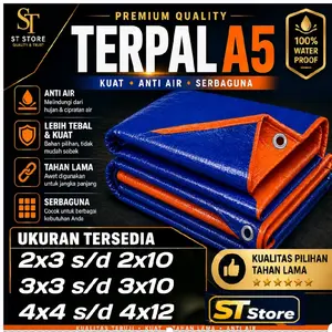 Terpal Plastik A5 ukuran 2x3 2x4 2x5 2x6 2x7 2x8 2x9 2x10 3x3 3x4 3x5 3x6 3x7 3x8 3x9 3x10 4x4 4x5 4x6 4x7 4x8 4x9 4x10 4x12