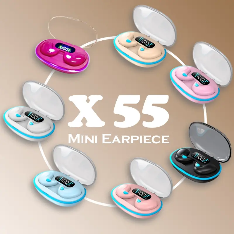 Tai Nghe Nhét Tai Nghe Không Dây Bluetooth, Tai Nghe Nhét Tai X55, Âm Trầm, Khử Tiếng Ồn, Âm Thanh Nổi HiFi, Chống Mồ Hôi Và Chống Nước, Nhỏ Gọn Và Vô Hình, Thích Hợp Để Ngủ, Có Micro Để Gọi, Màn Hình Hiển Thị Pin Kỹ Thuật Số, Bán Chạy Trực Tuyến