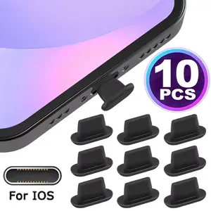 10Pcs Cover Penutup Port Charger Laptop HP Anti Dust Plugs Silicone Cellphone USB Type C,  A & Lightning Charging Port Dust Cover for All type phone Anti-dust Plug