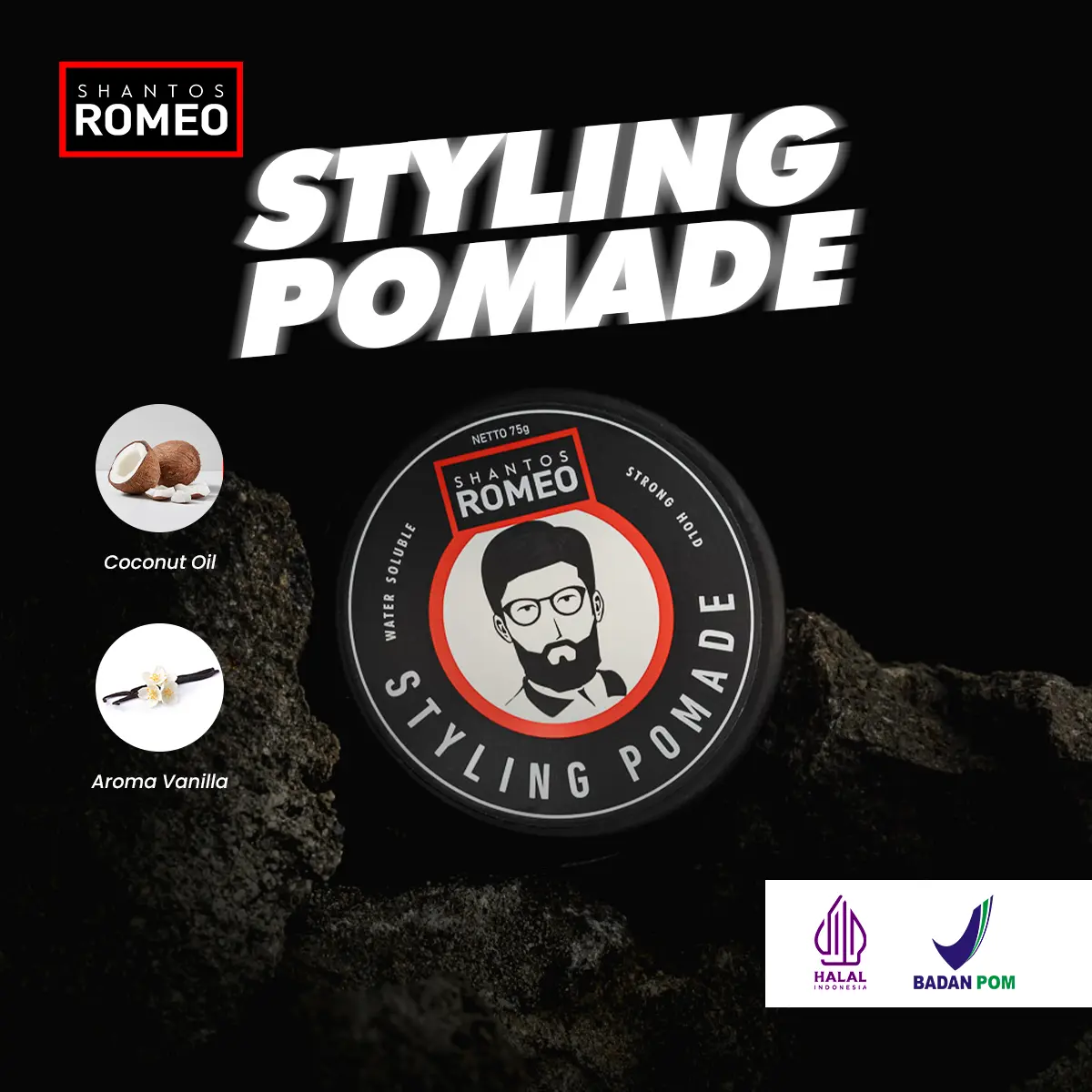 Shantos Romeo Hair Styling Pomade (Pomade Rambu Pria Waterbased)