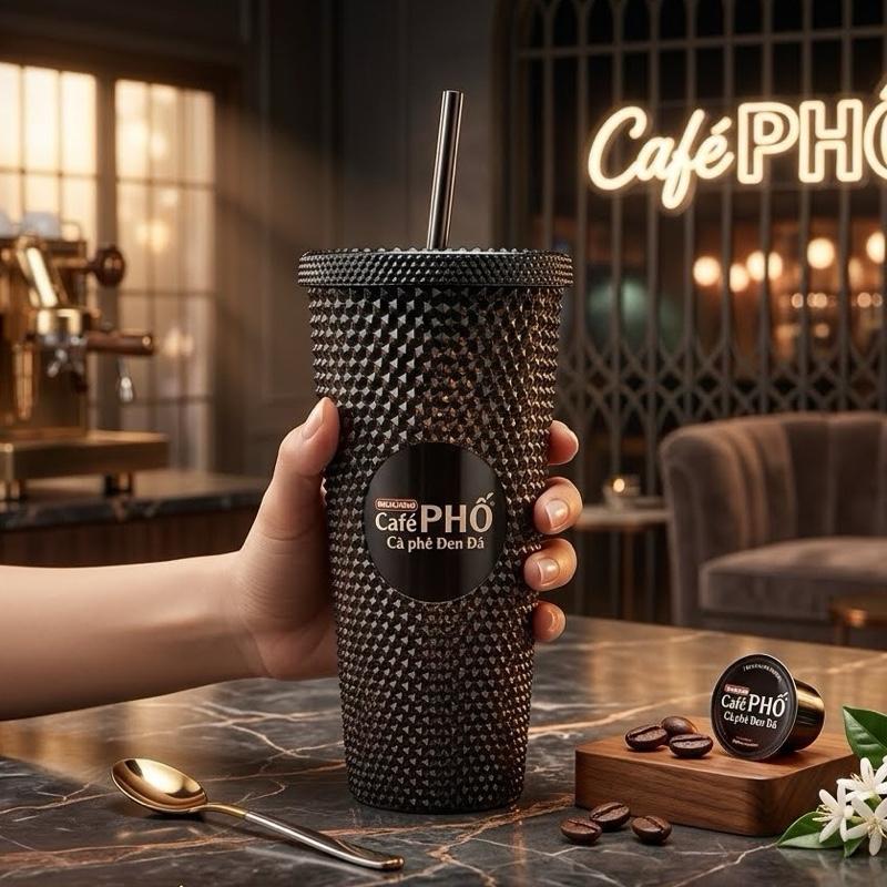 Ly kim Cương Nhựa 2 Lớp Màu đen