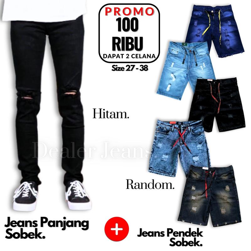 Product Introduction of (2 Pcs 100 RIBUAN) Celana Jeans Sobek Pria Premium Quality Model Terbaru Size 27 - 38 Harga Hemat 2 Pcs Cuma 100Ribuan Bisa Bayar Di Tempat 15