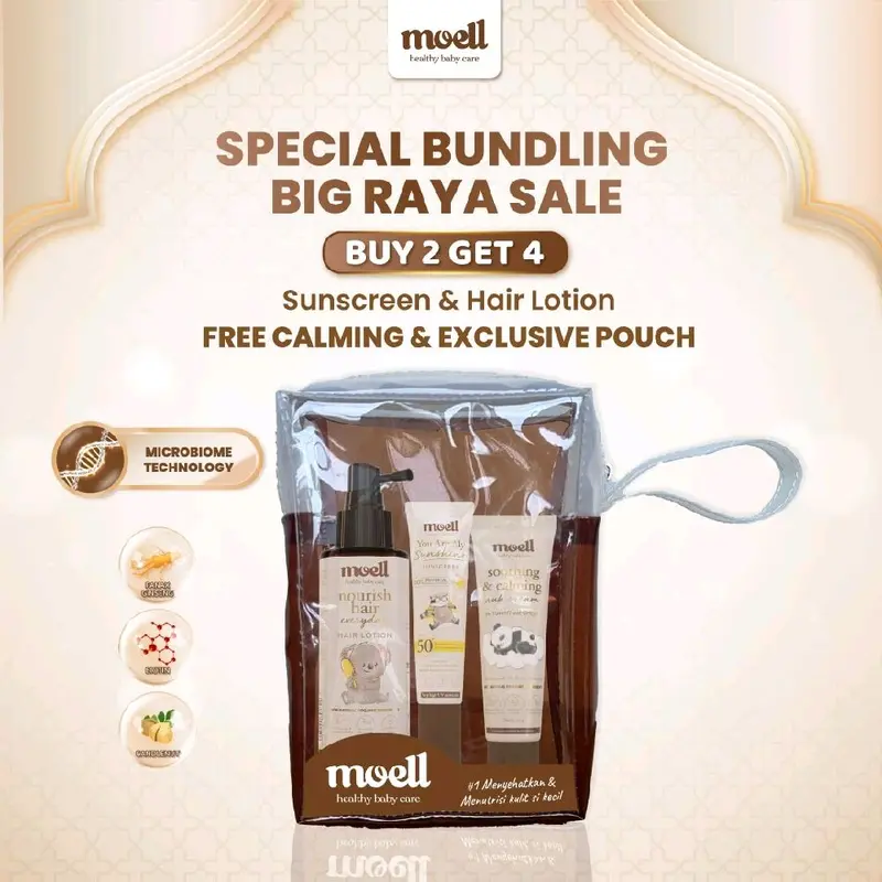 [BUY 2 GET 4] MOELL BODY LOTION / MOELL CALMING CREAM / MOELL HAIR LOTION / MOELL SHAMPOO ANAK 0