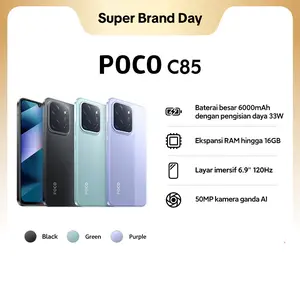 POCO C85 (6/128 GB) (8/256 GB) Baterai besar 6000mAh dengan pengisian daya 33W | Ekspansi RAM hingga 16GB | Layar imersif 6.9" 120Hz | 50MP kamera ganda AI [Official Store]