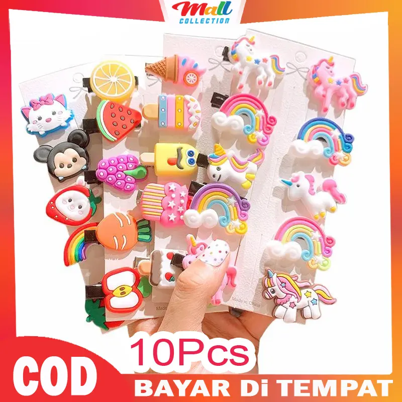 MALL Jepit Rambut Anak Set 10Pcs Model Kartun Hairpin Rambut Cewek HairClips Perempuan KCR19 0