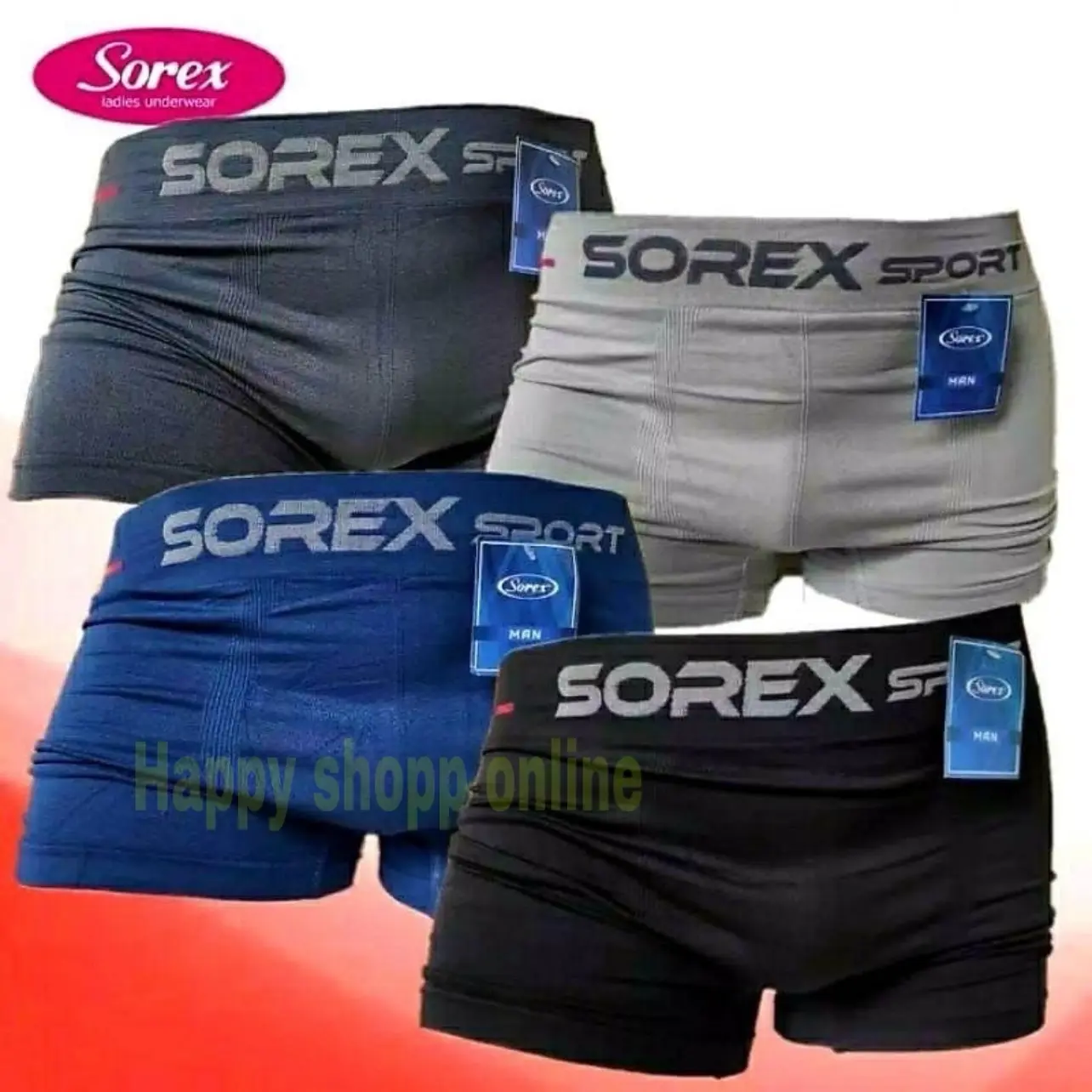 Isi 2pcs Celana Dalam Boxer Pria Sorex 3802-3804-3816 Seamless Lembut Nyaman Dewasa Cowok Sport Pendek