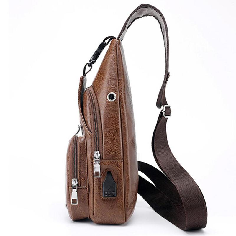 Product Introduction of Men's USB Charging Bag Men's Chest Bag for Custom PU PVC Shoulder Bag Diagonal Package Messenger Travel Bag Cross Body Bags 30