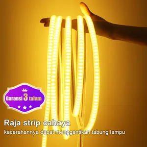 Lampu LED light and lencana 220V suasana kamar tidur strip ringan sangat terang lampu neon 15m 20M Kuning Putih Rak