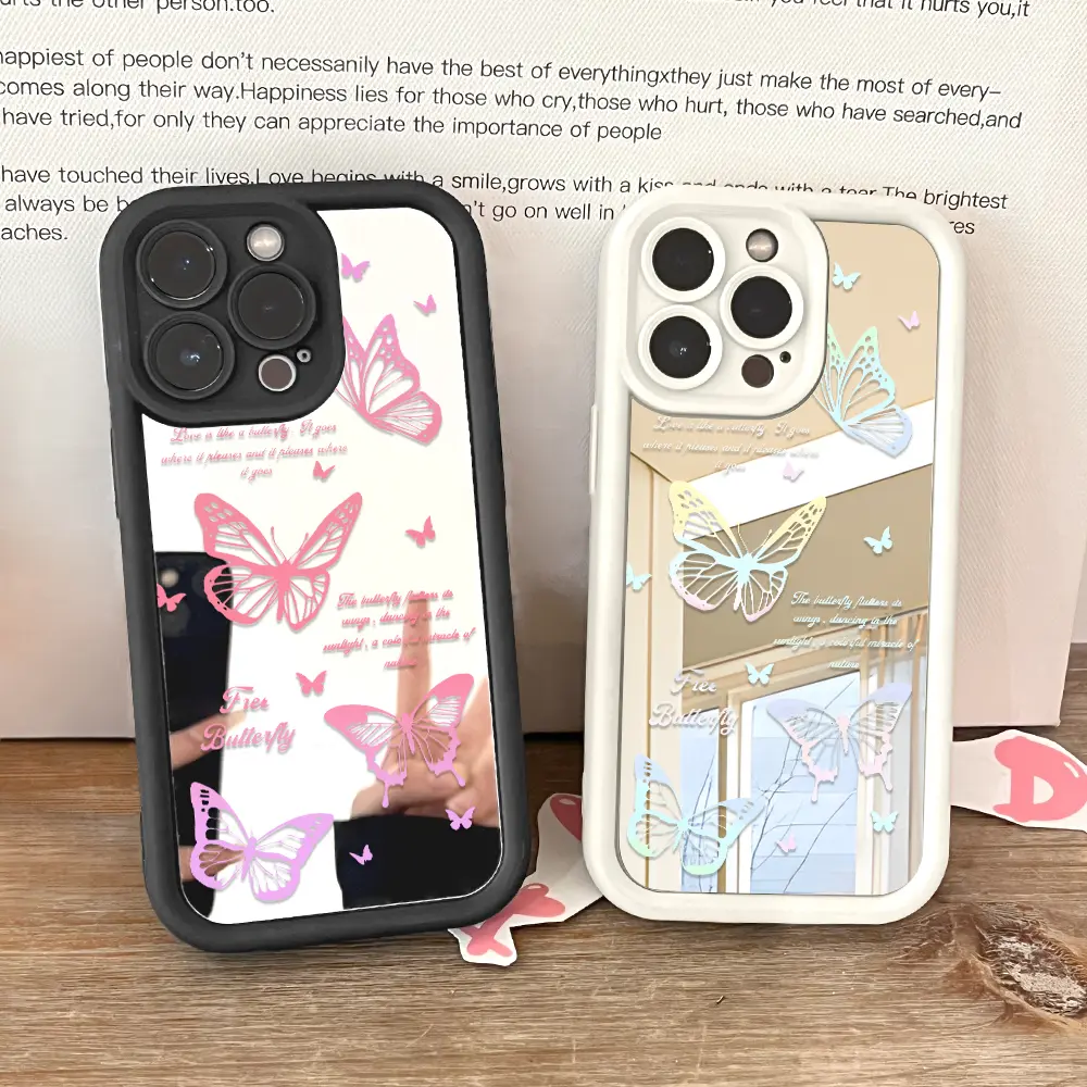 Kupu-kupu Cermin Casing Mirror Hp Case Softcase Untuk Xiaomi Redmi Note 14 14C 13 10S 13C 12 11 12C 11S 10 9S 7 9T 10C 9C 10A 9A A1 A2 A3 9 8 5 6A Pro Plus 4G 5G C8-8075