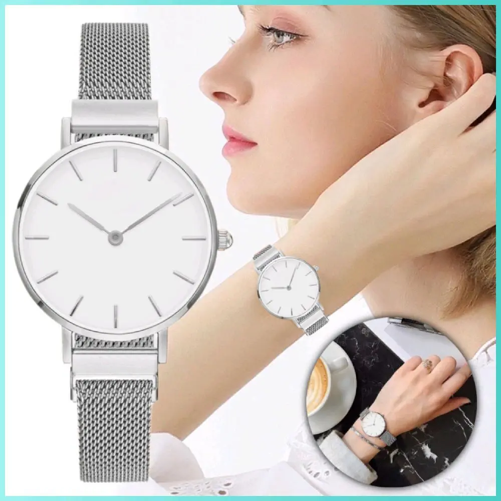 JAM + BOX Jam Tangan Wanita Rantai Magnet D Silver White , jam tangan casual Watches Quartz