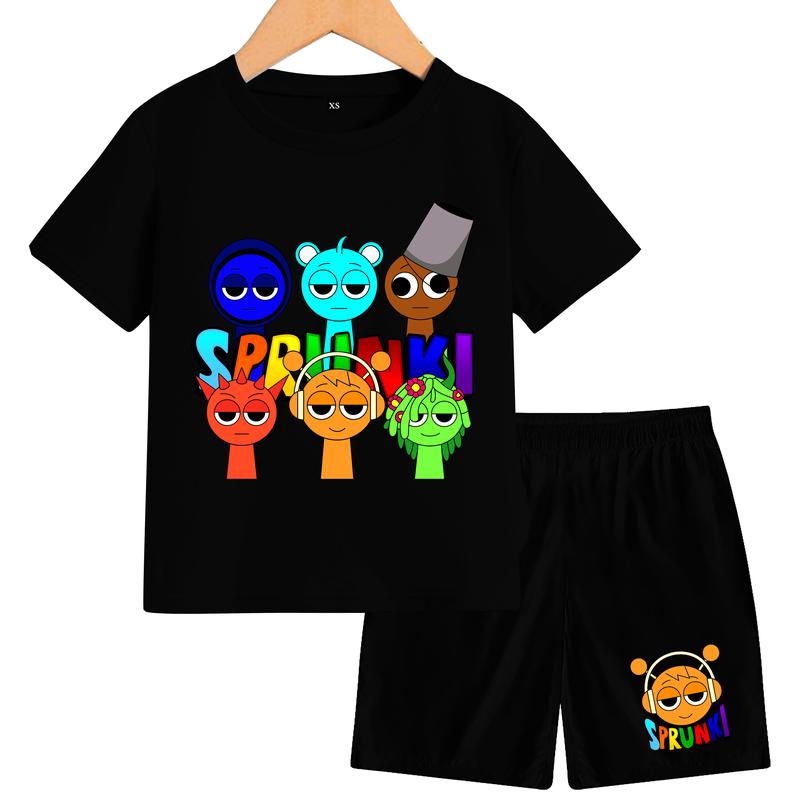Setelan  Anak-Anak sprunki 6 friends lengan pendek bahan katun Fashion  Pakaian 3