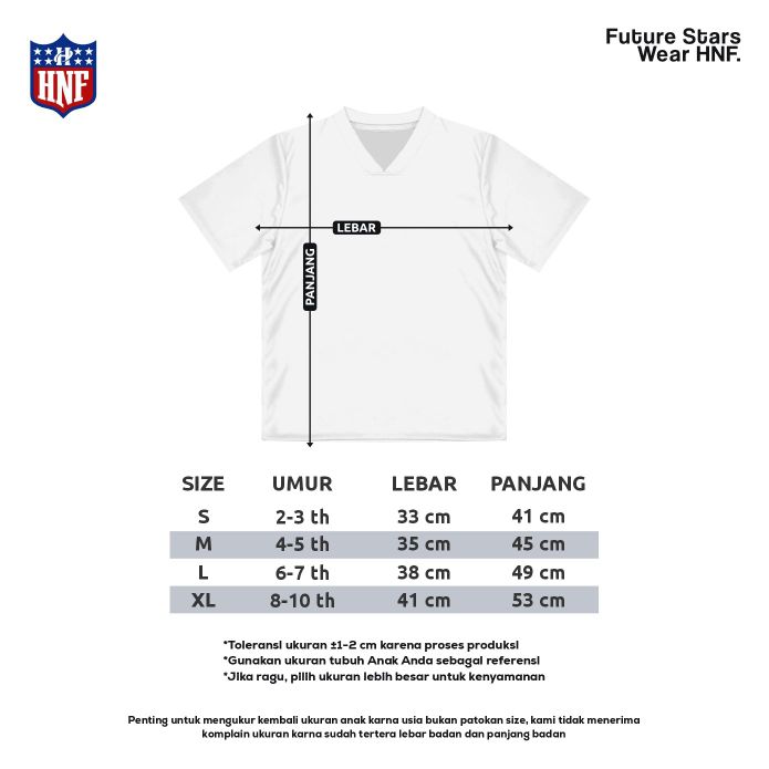 HNF kids outfit anak jersey fashion outdoor sport usia 2-10 tahun anak laki laki perempuan