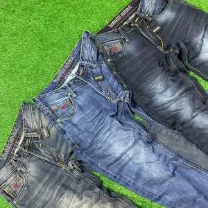 SERVOGEN Celana Jeans Panjang Pria Fashion Reguler Fit NON Streach Denim Outfit Nyaman Slim Biru Navy Hitam Dark Size 28-39 Bahan 13Oz Washing Tidak Mudah Pudar 5 Kantong Aktif Original Branded