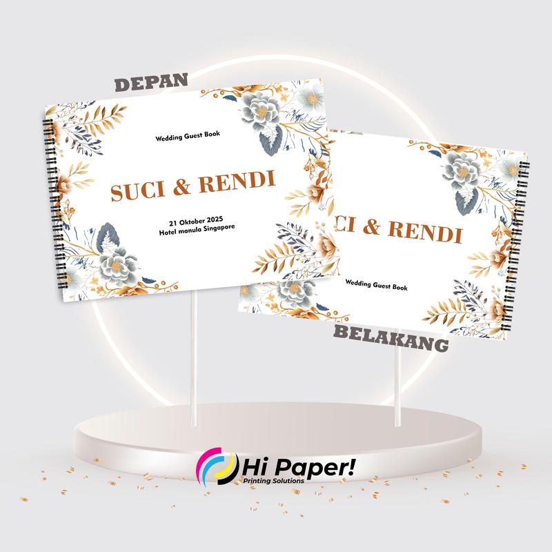 Buku tamu undangan CUSTOM Nama. Ukuran besar soft cover DESAIN KEKINIAN 7